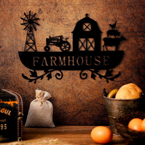 Ferraycle Metal Farmhouse Kitchen Decor Rustic Farm Sign Windmill Barn Tractor Animal Decor for Nursery Country Decorations Christmas Gift for Fat...
