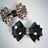 Pair Leopard Polka Dot Satin Fabric Double Bow Shoe Clips Vintage Style 2.8inch...
