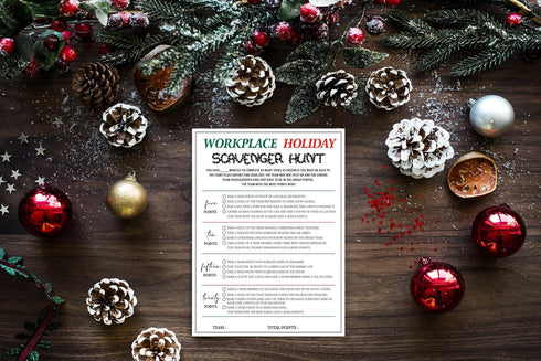 Office Christmas Scavenger Hunt Game, Set of 20 Pieces Game Cards, About Christmas Content, Workplace Christmas Party Game, Office Team Building G...