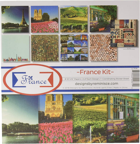 Reminisce France Scrapbook Collection Kit, Multi Color Palette, 12-x-12-Inch...