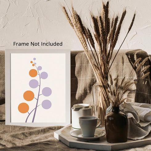 Posterizer 1 pcs-minimalist dainty flowers in orange and purple art 2-Abstract & Modern Art-Floral & Botanical Art-Chic Home Decor- unframed wall ...