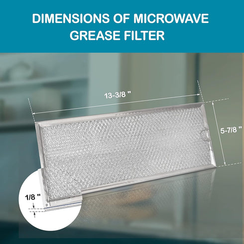 W10208631A, GE WB06X10596, AP5617368 Grease Filter Replacement for Many Whirlpool Microwaves filter 13 x 6 (Packed in Box) (4-Pack)
