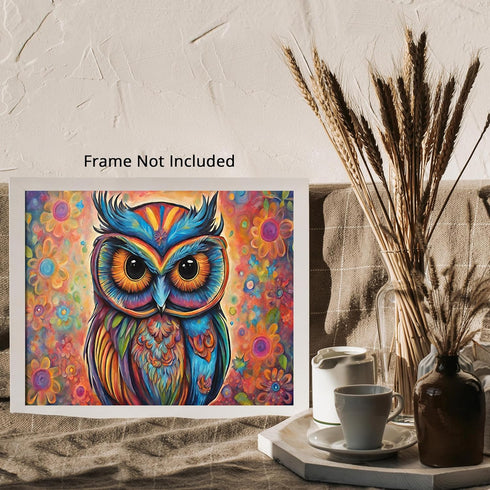 Posterizer 1 pcs- psychedelic funky hippie colorful owl print 4-Fantasy & Fiction Art-Retro Art- Living Room Bedroom Decor- unframed wall art...