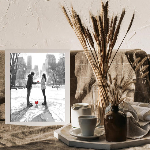 Posterizer 1 pcs-couple's exchanging love on snowy Valentine's day -6-Romantic Art-Holiday Poster Collection-Gift for Couples boyfriend girlfriend...