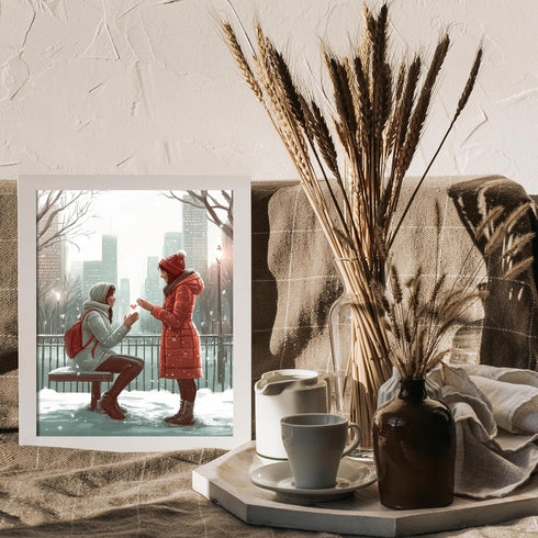 Posterizer 1 pcs-couple's exchanging love on snowy Valentine's day -1-Romantic Art-Holiday Poster Collection-Gift for Couples boyfriend girlfriend...