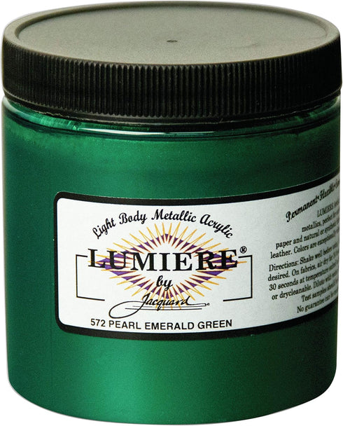 Jacquard Lumiere Fabric Paint Pearl GREE, Pearlescent Emerald Green 8 oz Jar...