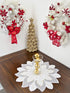 Embroidered Holiday Christmas White and Gold Star Poinsettia Doily Place Mat Small Table Topper (23 Inch Round)...