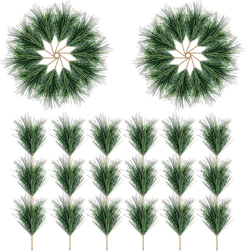 Alpurple 30 PCS Artificial Green Pine Needles Branches- Small Pine Twigs Stems Picks- Fake Greenery Pine Picks for Christmas Garland Wreath Embell...