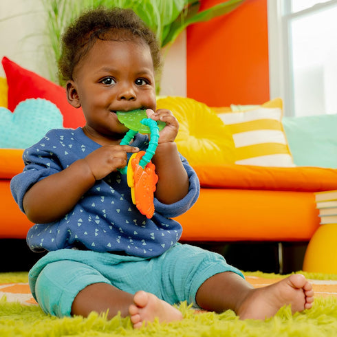 Bright Starts Tropical Chews Silicone Teething Ring - BPA-Free Monkey, Leaf, Banana - Unisex, 3 Months +...