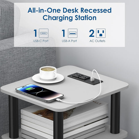Conference Recessed Power Strip,20W USB C Fast Charging,Furniture Recessed Outlet,2 Outlets,2 USB Ports Table Power Strip,Flush Mount Power Strip ...