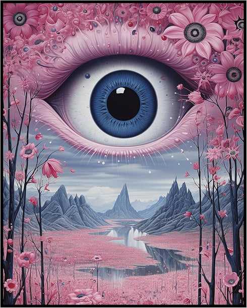 Posterizer 1 pcs-giant alien eye-pink girly wall art-Abstract & Modern Art-Fantasy & Fiction Art-Gift for Art Lovers-Decor for Home & Office- UNFR...