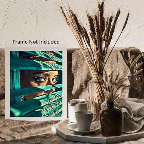 Posterizer 1 pcs-glamorous woman against window blinds portrait -1-Photography Art-Retro Art-Decorations for Bedroom, Office, Living Room - unfram...