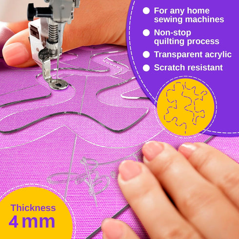 Free-Motion Quilting Templates – 4mm Acrylic Meander Ruler for Domestic & Industrial Sewing Machines – Beginner Stencil for Easy Quilt Designs...
