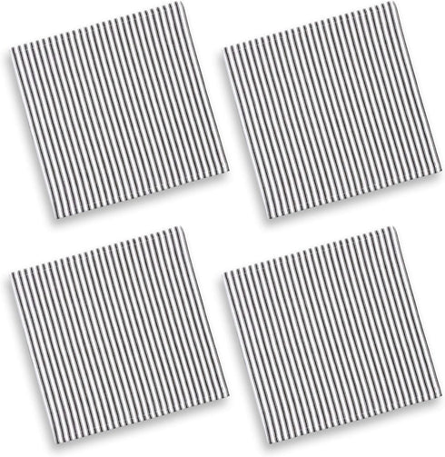 Cackleberry Home Black and White Ticking Stripe Woven Cotton Fabric Napkins 18 Inches Square, Set of 4...