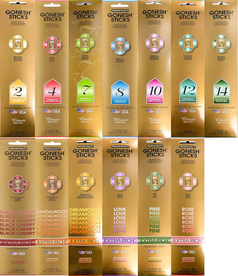 Gonesh Incense Sticks, Combo Set of Super 13 Variety Pack, 20 Sticks each pack - Total 260 Sticks...