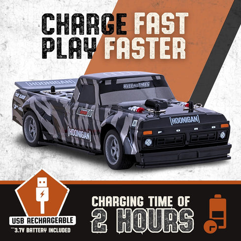 Flybar Hoonigan, Hoonitruck, Remote Control Car for Kids – RC Car, RC Cars, Race Car, 3.7V, 2.4 GHz, Detailed Replica Design, USB Rechargeable Bat...