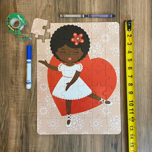 Ballerina Love Jigsaw Puzzle, 10.5in x 14in, 42 Pieces, Age 5+, Ages 5-7, Black Ballerina Puzzle, African American Ballerina, Black Princess Puzzl...