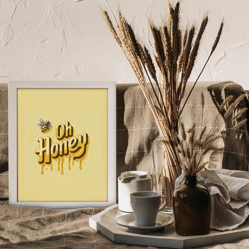 Posterizer 1 pcs-Oh Honey- Funny puns-Romantic Art-Comedy Art-Gifts for Women-Gift for Girls, Boys, Teens-Living Room Bedroom Decor- UNFRAMED Wall...
