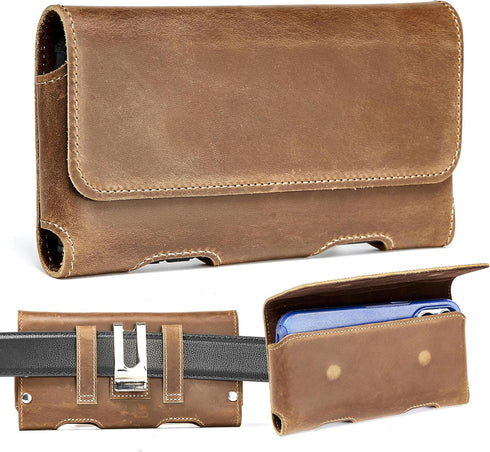 Gcepls Leather Phone Holster for iPhone 14 Pro Max,13 Pro Max,Galaxy S23 Ultra,S22 Ultra,Premium Genuine Leather Cell Phone Holster with Belt Clip...
