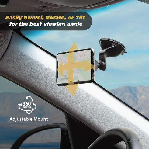 Scosche MMWSM-2PKXCES0 MagicMount Select Magnetic Phone, GPS, or Tablet Suction Cup Car Cell Phone Holder, 360 Degree Adjustable Head, StickGrip S...