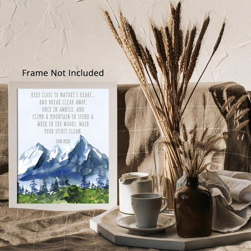 Posterizer 1 pcs-Keep Close to Nature's Heart-John Muir-Landscape & Nature Art-Quotes- Gift for Nature, Surfers and Beach Lovers-Living Room Bedro...