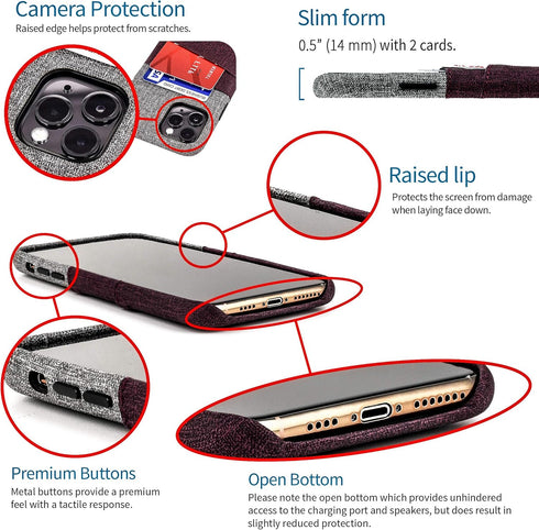 Dockem Wallet Case for iPhone 11 Pro: Built-in Metal Plate for Magnetic Mounting & 2 Credit Card Holder Slots (5.8" Luxe M2 Synthetic Leather, Mar...