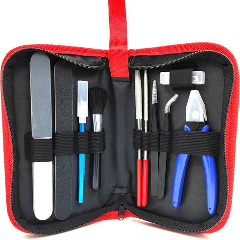 10 Pcs Professional Model Tools Kit 10 in 1 Adults Hobby Building Tools Set Basic Tools with Nippers Tweezers Needle Files Polishing Bars for Car ...