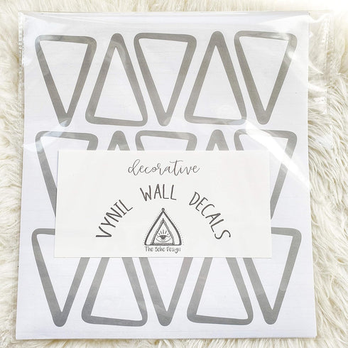 The Boho Design Vieli Arte Grey Transparent Triangles Hand Drawn. Wall Vinyl Sticker Decal Decor Nursery 60 pcs. Adhesive Tribal Triangle for Kids...