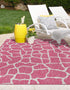 Unique Loom Outdoor Safari Collection Area Rug - Giraffe (2' x 3' Rectangle Magenta/Ivory)...