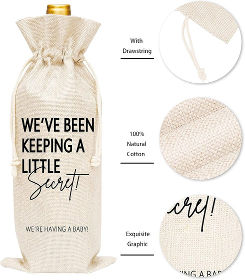 Pregnancy Announcement Wine Gift Bags, Burlap Wine Bottle Cover Bag For New Baby, Parents, Grandparents, Friends, 1 Pc Wine Bag (A36)...