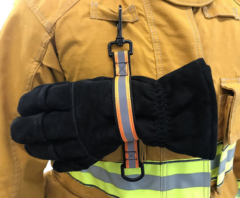 LINE2design Firefighter Glove Strap - Emergency Rescue Turnout Gear Heavy Duty Reflective Gloves Safety Leash - First Responders EMTs Construction...