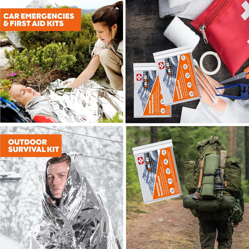 Emergency Blankets Mylar Thermal Blanket,(10 Pack) of Gigantic Space Blanket 82 * 64 in. Survival Blankets Heavy Duty Camping Gear,First Aid...