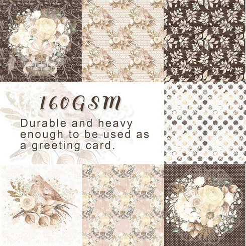 28 Sheets Scrapbook Paper, 6"X6" Inch Floral Scrapbook Paper 160gsm Cardmaking Craft Paper Pack Decorative Paper for Card Making (Natural Softness...