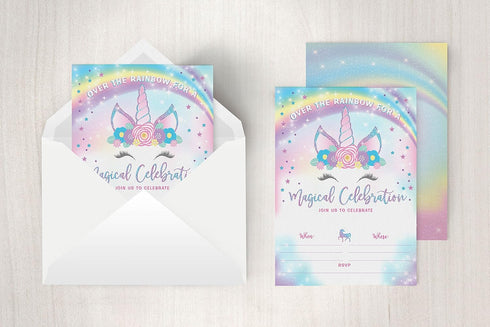 Your Main Event Prints Unicorn Birthday Invitation - Rainbow Unicorn Party Invite - 20 Fill-In Style - Envelopes Not Included...
