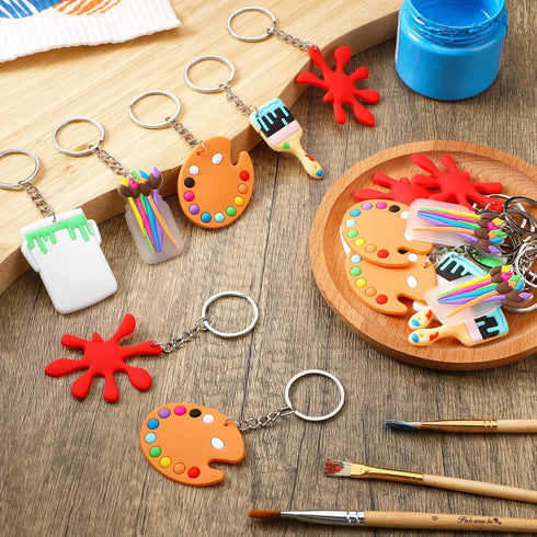 Tudomro Art Paint Party Favors Keychain Art Paint Splatter Palette Brush Keychain for Kids Artist Party Gift Supplies...