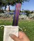 Reusable Straws Set, Stainless Steel Metal, Colorful, Includes 8 Straws, 4 Silicone Tips, 2 Cleaning Brushes, and 2 Travel Pouches, Draw String Ba...