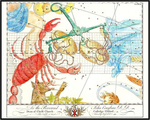 Posterizer 1 pcs-1750 star chart of the constellations Libra Cancer-Astrology & Zodiac Art-Astronomy & Celestial Art-Gift for Steampunk and Astrol...
