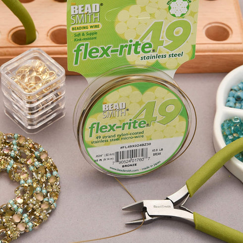 The Beadsmith Flex-Rite 49 Strand Nylon Coated, Stainless-Steel Beading Wire, Jewelry Making Supply (.014 Dia, Bronze - 30 Ft)...