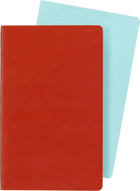 Moleskine Volant Journal, Soft Cover, Large (5" x 8.25") Ruled/Lined, Coral Orange/Aqua Blue, 96 Pages (Set of 2)...