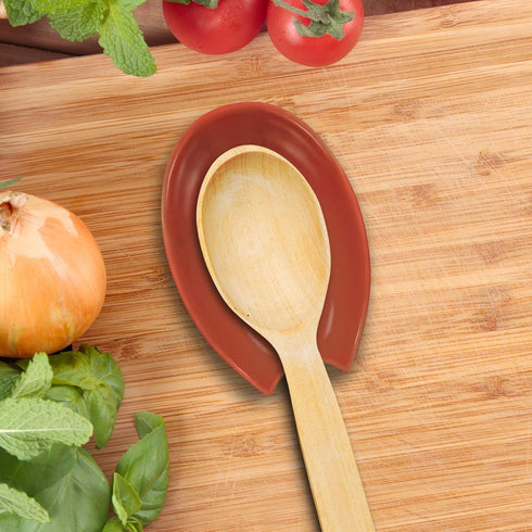 OGGI Spooner Ceramic Spoon Rest- Spoon Rest for Stove Top, Spoon Holder for Countertop, Kitchen Decor for Counter, Coffee Bar Accessories, Brick R...