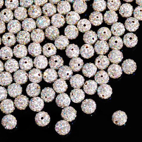 Hicarer 120 Pcs Rhinestone Beads for Bracelets Pen Making 10mm Shiny Crystal Diamond Clay Disco Ball Polymer Round Bead Bulk for Crafting Jewelry ...