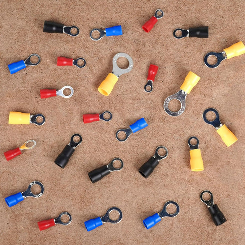 102Pcs Quick Disconnect Electrical Insulated Connectors,O Ring Crimp Terminals Connectors Assortment Kit,Electrical Wire Insulated Butt Kit...