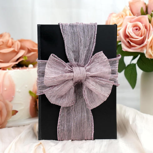 Dusty Rose Wired Ribbon 2.5 Inch x 10 Yard Metallic Dusty Pink Sheer Wired Ribbon Crinkle Wired Ribbon for Wreaths and Bows, Rustic Wedding, Gift ...