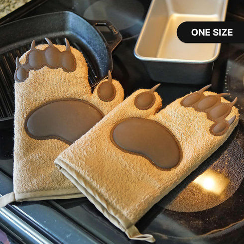 Fairly Odd Novelties FON-10278 Bear Oven Mitts Set Funny and Cute Kitchen Mittens/Potholders for Baking Christmas or Everyday Cooking Gloves, One ...