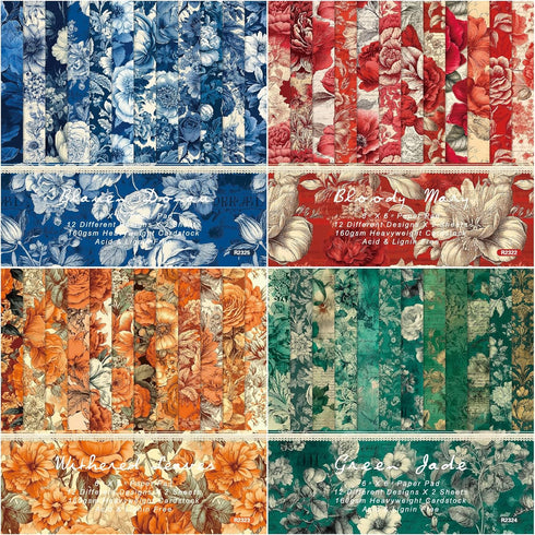 Floral Cardstock Paper, 6"x 6" Scrapbook Paper Pad for Cardmaking, 24 Sheets Single-sided Flower Pattern Paper, Decorative Craft Design Paper DIY ...