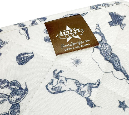 Texas Pot Holder with Blue Horse Cactus Clouds and Sunburst Pattern in Quilted Cotton Texas Gift...
