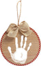 Pearhead Christmas Baby Handprint Wooden Ornament, Baby's First Christmas, Holiday Keepsake, Rustic Hanging Ornament with Burlap Bow, Includes Non...