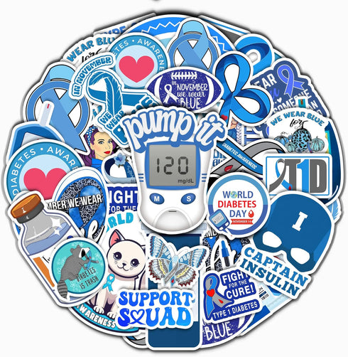 50 PCS Diabetes Awareness Sticker Inspirational Vinyl Decals Waterproof Accessories Decorative Labels for Bicycle Laptop Bumper Truck Vehicle Bike...