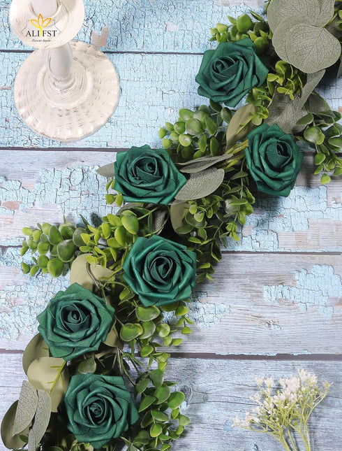 50pcs Artificial Flower?Real Touch Artificial Foam Roses Decoration DIY for Wedding Bridesmaid Bridal Bouquet Centerpieces Party -Army Green...