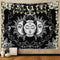 Ftuency Sun and Moon Tapestry, Black and White Tapestries Mystic Burning Sun with Star Wall Hanging decor for Bedroom (59" W x 51" L)...